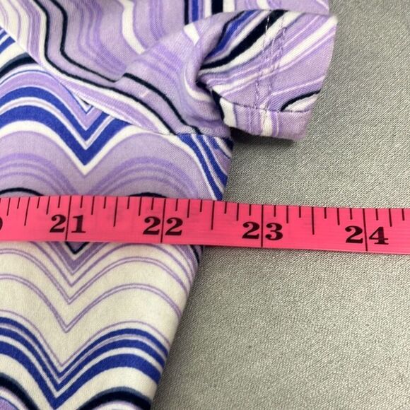 Just Be 2X Purple Abstract Wave Print Criss Cross Strappy Boho Mini Dress Beach - Picture 7 of 10